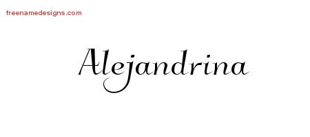 Elegant Name Tattoo Designs Alejandrina Free Graphic