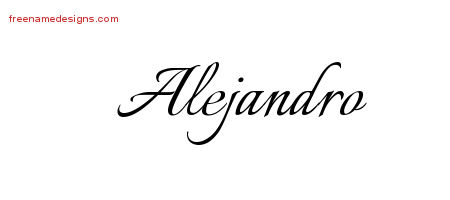 Calligraphic Name Tattoo Designs Alejandro Free Graphic