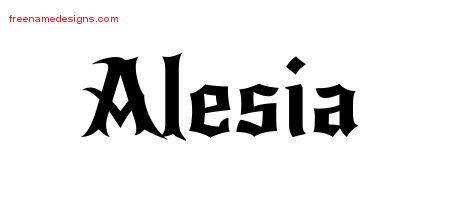 Gothic Name Tattoo Designs Alesia Free Graphic