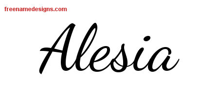 Lively Script Name Tattoo Designs Alesia Free Printout