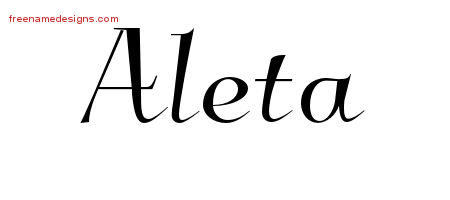 Elegant Name Tattoo Designs Aleta Free Graphic