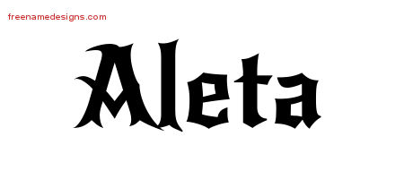 Gothic Name Tattoo Designs Aleta Free Graphic