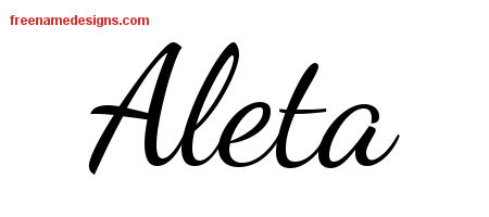 Lively Script Name Tattoo Designs Aleta Free Printout