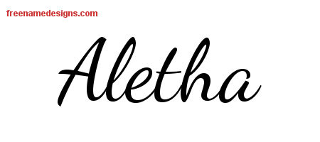 Lively Script Name Tattoo Designs Aletha Free Printout