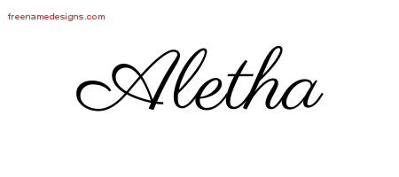 Classic Name Tattoo Designs Aletha Graphic Download