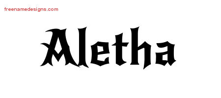 Gothic Name Tattoo Designs Aletha Free Graphic