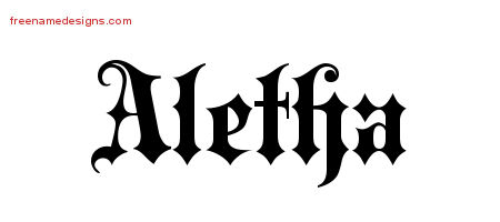 Old English Name Tattoo Designs Aletha Free