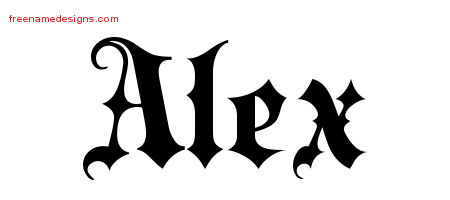 Old English Name Tattoo Designs Alex Free Lettering
