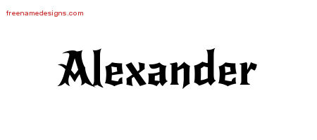 Gothic Name Tattoo Designs Alexander Free Graphic