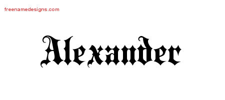 Old English Name Tattoo Designs Alexander Free Lettering