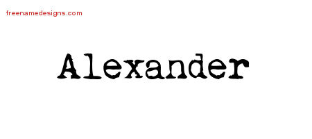 Vintage Writer Name Tattoo Designs Alexander Free Lettering