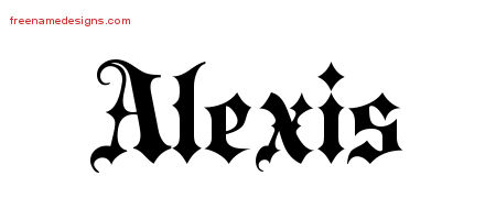 Old English Name Tattoo Designs Alexis Free Lettering