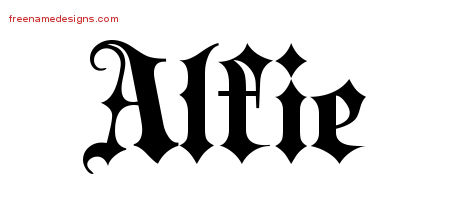 Old English Name Tattoo Designs Alfie Free Lettering
