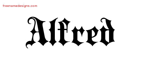 Old English Name Tattoo Designs Alfred Free Lettering