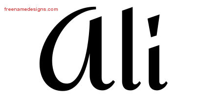 Calligraphic Stylish Name Tattoo Designs Ali Free Graphic