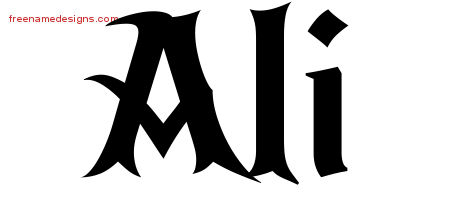 Gothic Name Tattoo Designs Ali Free Graphic