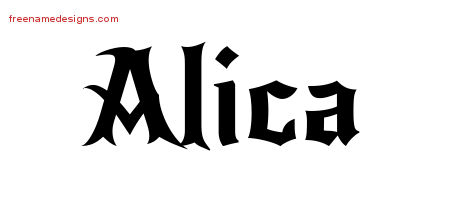 Gothic Name Tattoo Designs Alica Free Graphic