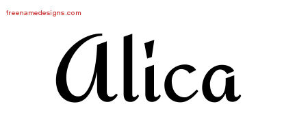 Calligraphic Stylish Name Tattoo Designs Alica Download Free