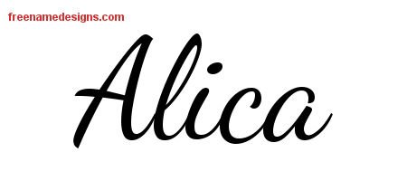 Lively Script Name Tattoo Designs Alica Free Printout