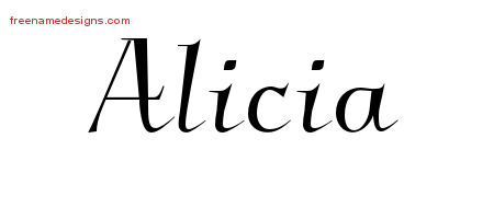 Elegant Name Tattoo Designs Alicia Free Graphic