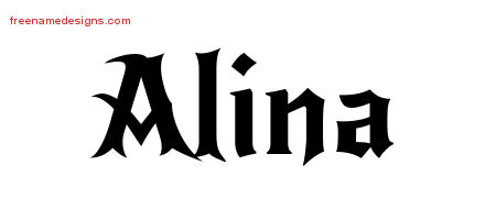 Gothic Name Tattoo Designs Alina Free Graphic