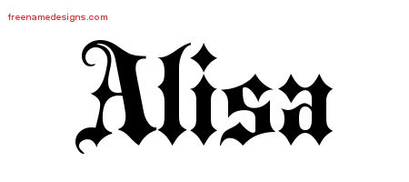 Old English Name Tattoo Designs Alisa Free