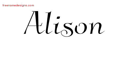 Elegant Name Tattoo Designs Alison Free Graphic