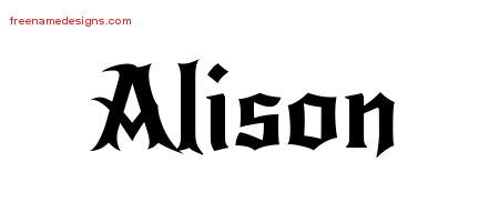 Gothic Name Tattoo Designs Alison Free Graphic