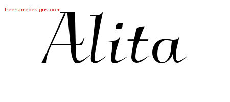 Elegant Name Tattoo Designs Alita Free Graphic