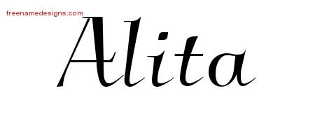 Elegant Name Tattoo Designs Alita Free Graphic