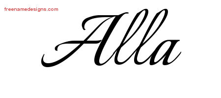 Calligraphic Name Tattoo Designs Alla Download Free