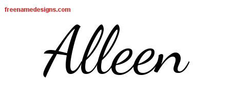 Lively Script Name Tattoo Designs Alleen Free Printout