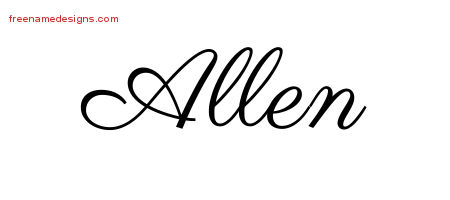 Classic Name Tattoo Designs Allen Printable