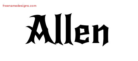 Gothic Name Tattoo Designs Allen Free Graphic