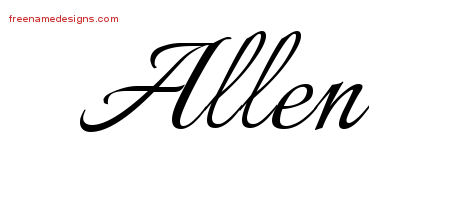 Calligraphic Name Tattoo Designs Allen Free Graphic
