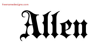 Old English Name Tattoo Designs Allen Free