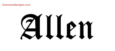 Blackletter Name Tattoo Designs Allen Printable