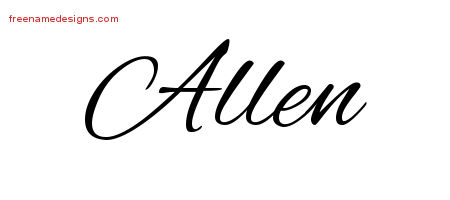 Cursive Name Tattoo Designs Allen Free Graphic
