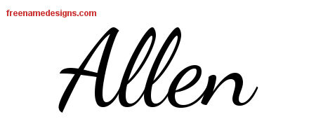 Lively Script Name Tattoo Designs Allen Free Download