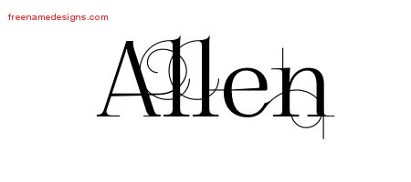 Decorated Name Tattoo Designs Allen Free Lettering