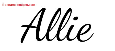 Lively Script Name Tattoo Designs Allie Free Printout