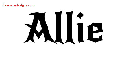 Gothic Name Tattoo Designs Allie Free Graphic