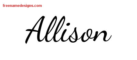 Lively Script Name Tattoo Designs Allison Free Printout