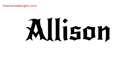 Gothic Name Tattoo Designs Allison Free Graphic