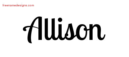 Handwritten Name Tattoo Designs Allison Free Download