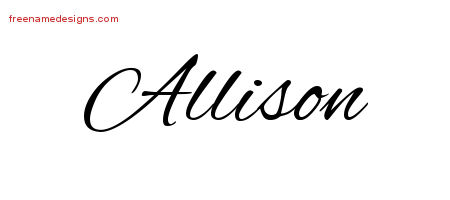 Cursive Name Tattoo Designs Allison Download Free