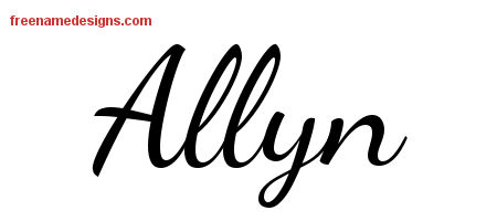 Lively Script Name Tattoo Designs Allyn Free Printout