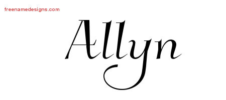 Elegant Name Tattoo Designs Allyn Free Graphic