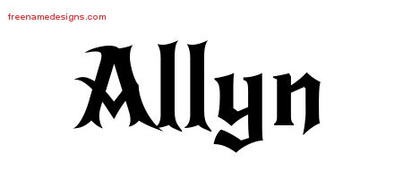 Gothic Name Tattoo Designs Allyn Free Graphic
