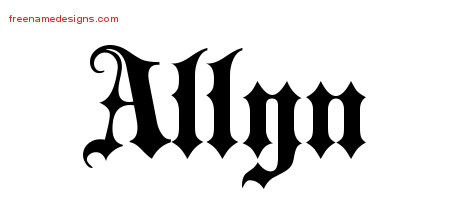 Old English Name Tattoo Designs Allyn Free